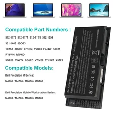 ✅M6600 Battery For Dell Precision M4600 M4700 M6700 M6800 R7PND FV993 T3NT1 89Wh