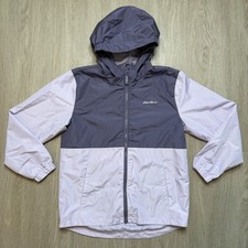 Eddie Bauer Youth Windbreaker Jacket Purple Hooded Kids Size L 14-16