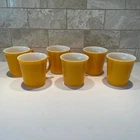 VTG Corelle by Corning Butterfly Gold Mustard Yellow Milk Glass Mugs Set of 6