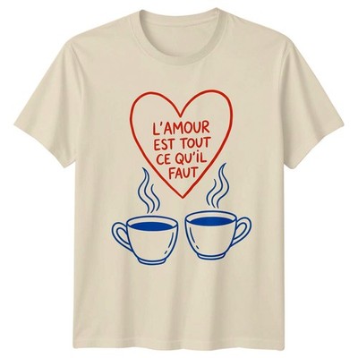 L Amour Est Tout Ce T-Shirt Französisch Romantisch Kaffee Valentinstag Geschenk