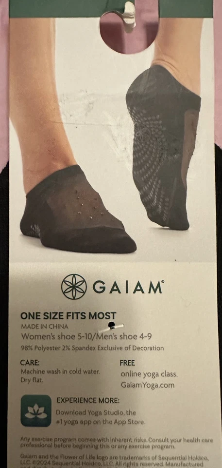 Gaiam Sparkle Grip Yoga -Barre-Pilates Socks All Grip, No Slip Size OS - Image 2 of 4