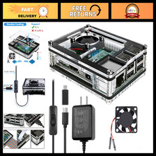 Raspberry Pi 3B Case with Fan Cooling, Heat Sinks  5V 3A Power Supply