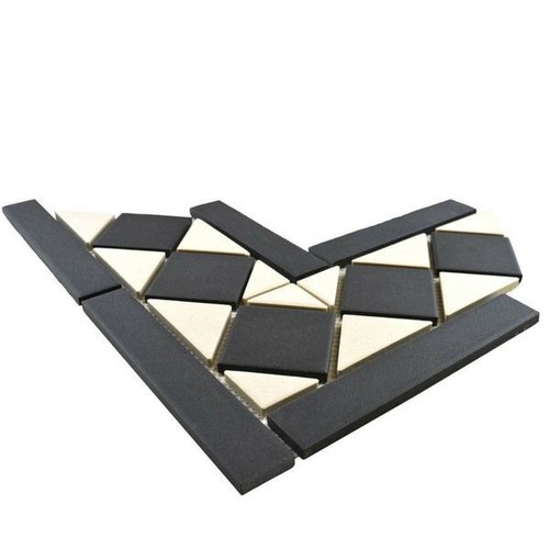 Victorian Black & White Chequer Meshed Porcelain Tiles Pathway Hallway Floor - Picture 11 of 14
