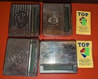 Lot of 4 Silver Automatic Rolling Cigarette Tin Boxes Lion, Skull & Cigar Man