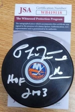 Autographed PAT LAFONTAINE "HOF 2003" New York Islanders Hockey Puck JSA Witness