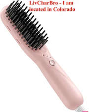 Ceramic Heated Hair Straightening Brush Anti-Scald Auto-Off Ionic Straightener