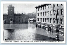 Haverhill Massachusetts MA Postcard Flood Post Office Washington Square c1920's