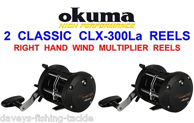 2 NEUE OKUMA CLASSIC CLX 300La MULTIPLIERROLLEN MEERESANGELN UPTIDE BOOT TROLLING