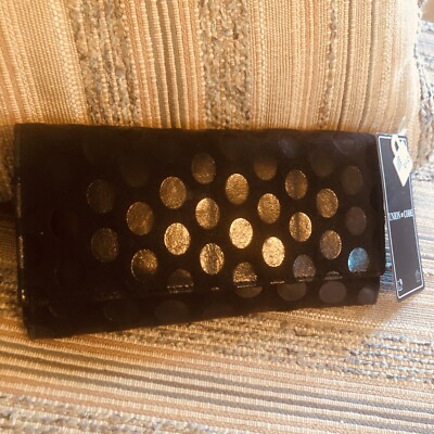 Leather Wallet Black Dot  NWT RFID protection Union-Code Beautiful