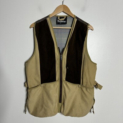 Barbour Leather Vest Jacket Medium Mens Hunting Fishing
