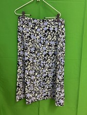Sag Harbor Skirt Size 14 Midi Unlined Lightweight Periwinkle Blue Teal Floral