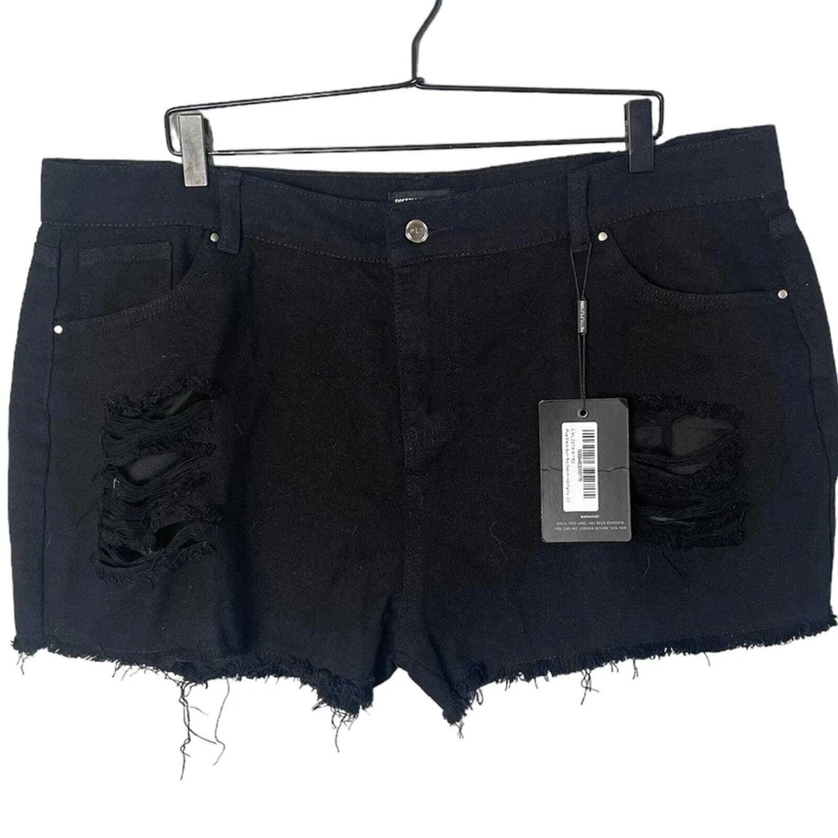Pretty Little Thing Plus Size Bum Rip Denim Hot Shorts Size US 18 New NWT
