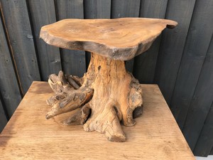 Teak Tree Root Side Table Coffee Carved Wood Reclaimed Plant Cake Stand Rustic Ebay