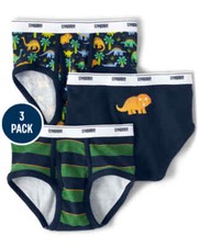 NWT Gymboree Boys 3-Pack Dino Dinosaur Striped Briefs Underwear Boy L 10 12