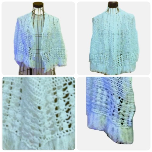 Crochet Cape for Girl Open Work Lightweight Baby Blue or Pink - Picture 2 of 14