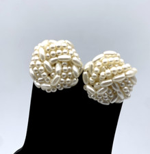 Vintage Bluette Made in France Knotted Faux Pearl Shoe Clips, 3.5cm