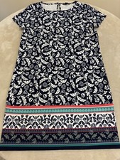 Banana Republic Womens Black White Floral STRETCH Shift Dress Size 10