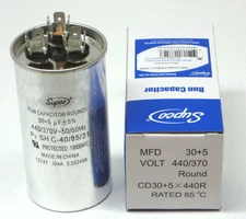 Air Conditioning HVAC Round Dual Motor Run Capacitor 30 + 5 MFD 440 Volt
