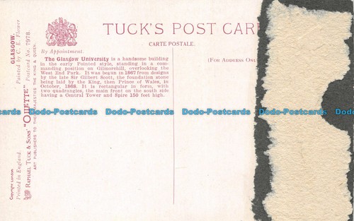 R139203 The University. Glasgow. Charles E. Flower. Oilette. No. 7978. Tuck - 第 2/2 張圖片