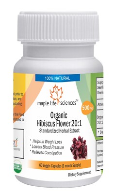 ORGANIC Hibiscus Flower 20:1 Extract Capsules Hibiscus Sabdariffa Roselle Pure