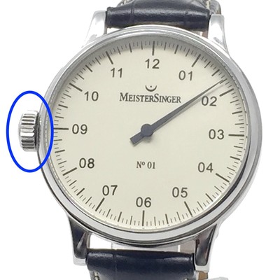 MEISTERSINGER (like new & unworn) 43mm No. 01 CROWN ON LEFT SIDE Special Edition