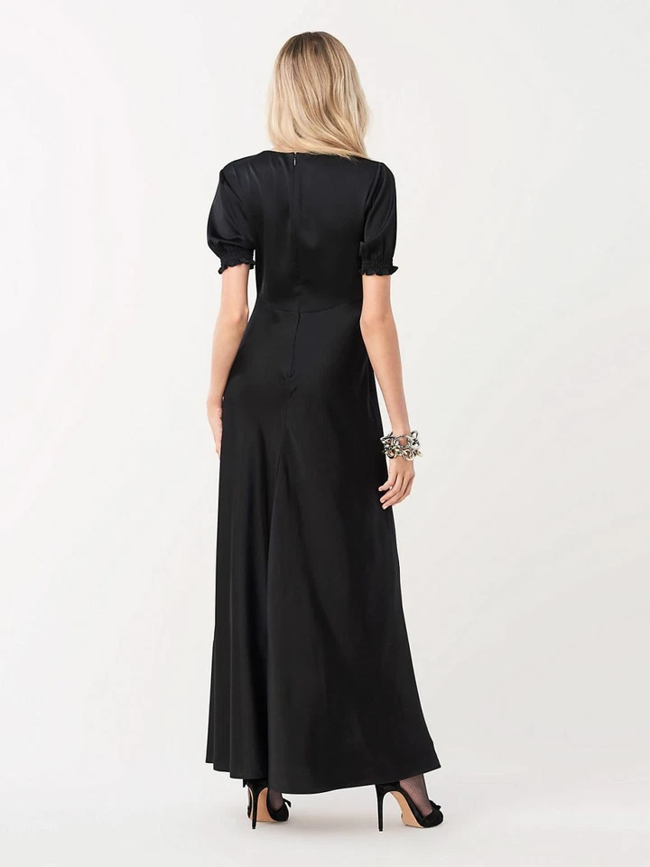 Новый с Ярлыками DVF Avianna атласное платье макси платье черный 12 $528 сравнить с сегодняшними ценами! - Изображение 4 из 4
