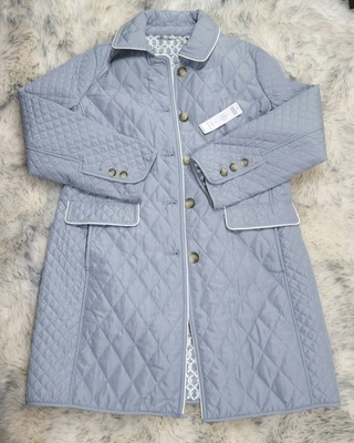 NWT CHICO'S QUILTED ELONGATED JACKET COAT SIZE 1 US 8-10 GRAY MIST $159