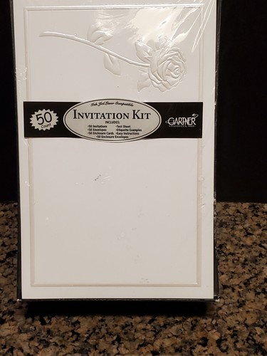 Pack Of 50 Invitations Kit Rose Embossed