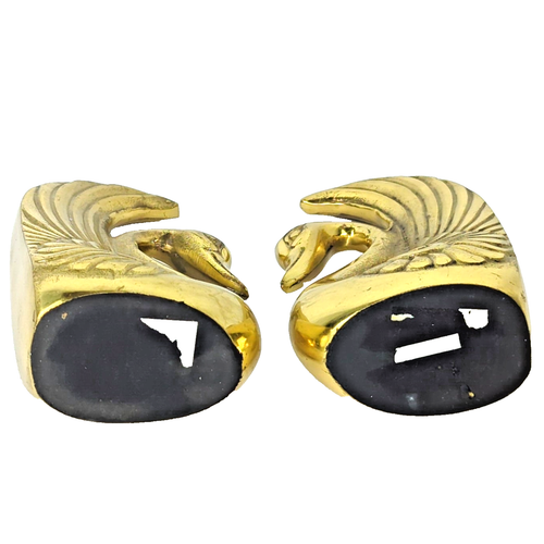Art Deco Brass Swan Bookends Pair | Vintage Hollywood Regency MCM Figurines - Picture 6 of 9