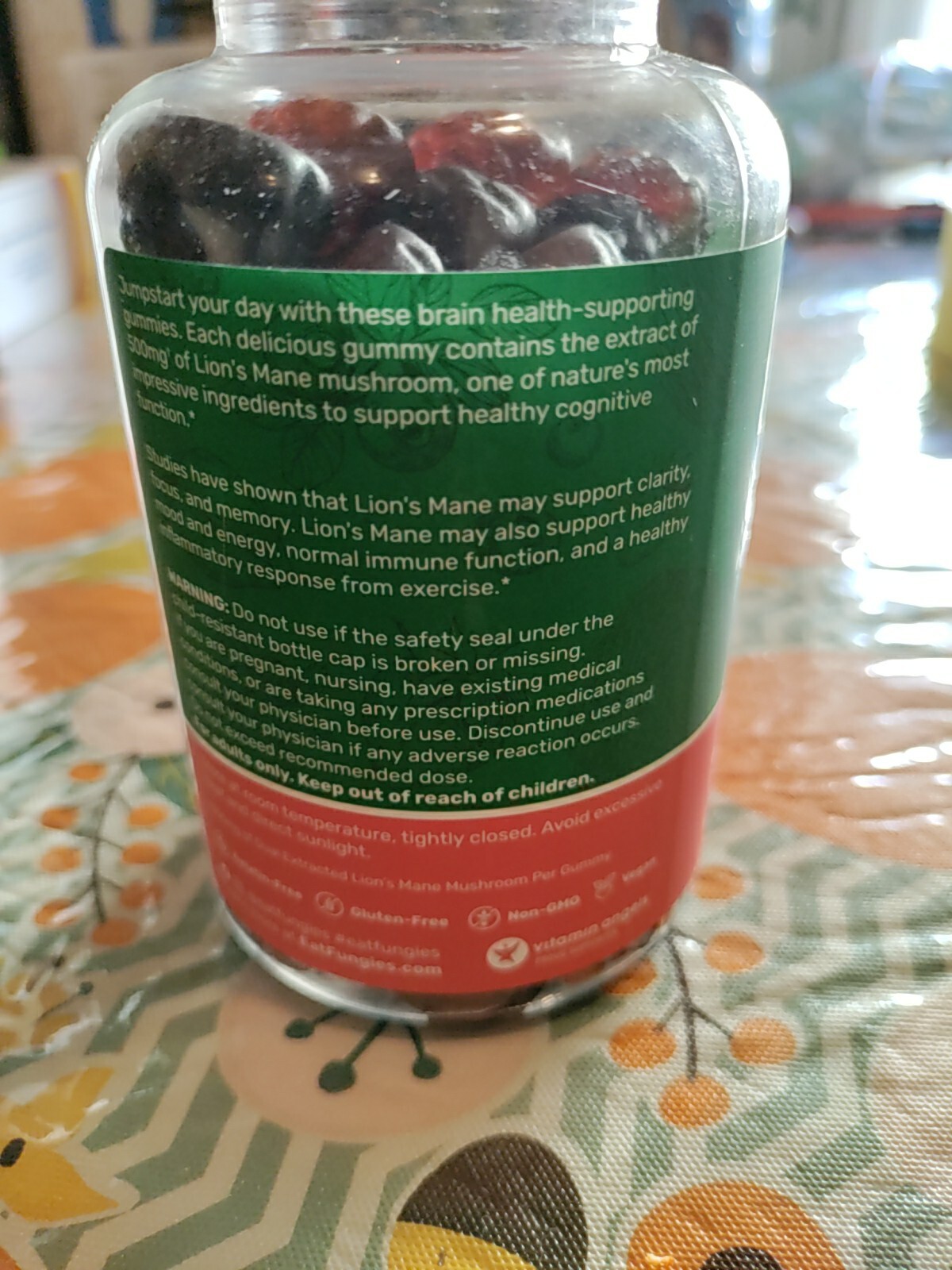 Lion's Mane Mushroom Gummies, Blueberry and Strawberry, 60 Pectin