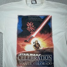 Vintage Star Wars Celebration T-Shirt Mens M/L Episode I Phantom Menace 1999 90s