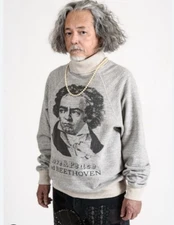 KAPITAL Beethoven love & peace raglan sleeve sweatshirt natural