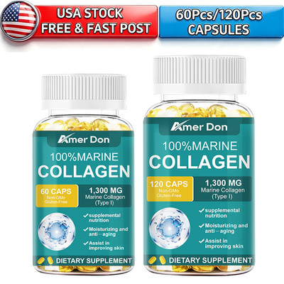Hydrolysed Type 1 Marine Collagen Capsules 1300mg For Skin, Nail Hair Health