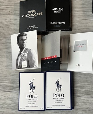 Armani Code, Coach, Mont Blanc Legend, Prada Luna Rossa, Dior sport, Polo Sample