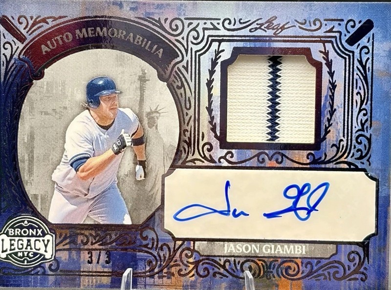Jason Giambi Auto Patch 3/3 2025 Bronx Legacy Yankees Game Used Relic