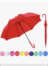 Red UV Stick Umbrella Auto Open UPF 50 with J Hook Handle 51IN