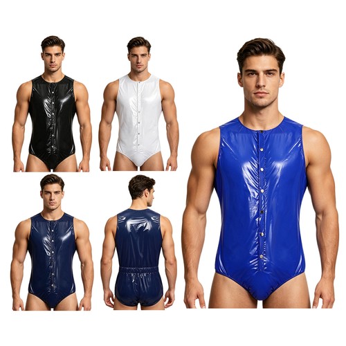 Men Bodysuit Party Unitard Side Zippers Jumpsuit Crotch Nightwear Clothing Wear - Picture 3 of 41