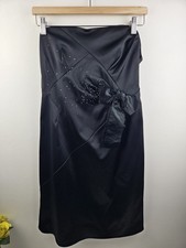 Black Strapless Dress Mini Beaded Diamante Embellished Satin Bow Party