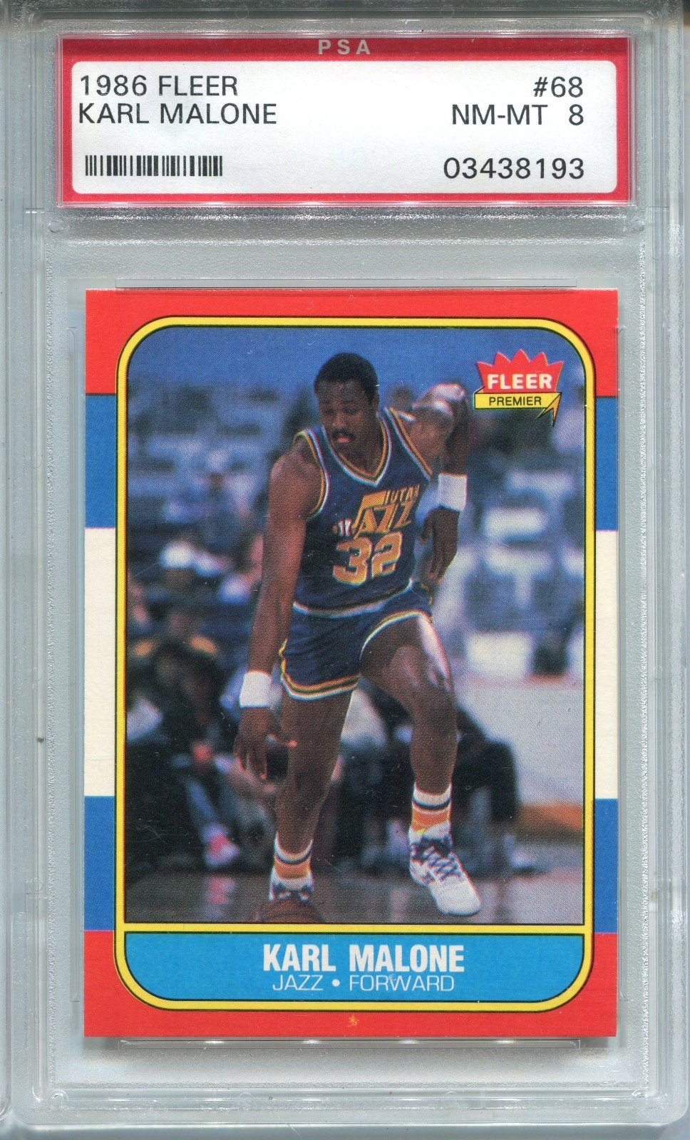 1986 Fleer Karl Malone Card PSA 8 NM MINT Graded Basketball 68