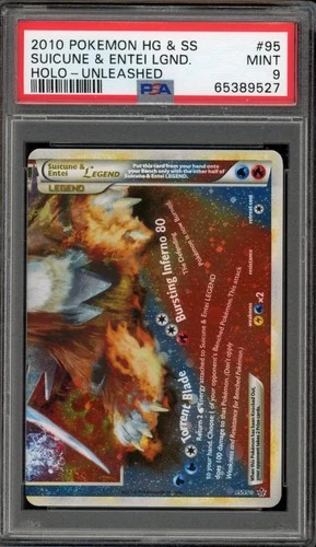 Pokemon Suicune & Entei Legend Bottom Unleashed Holo Rare #95 PSA 9 Mint