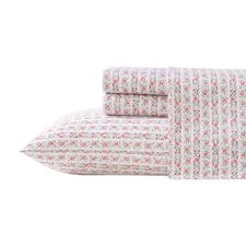 Laura Ashley Queen Bed Linen Set Pink Stripe Cotton Sateen 300 Thread Count