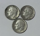 Lot of (3) Three Roosevelt Dimes - 90% Silver - All 3 are 1962 D - Very Nice