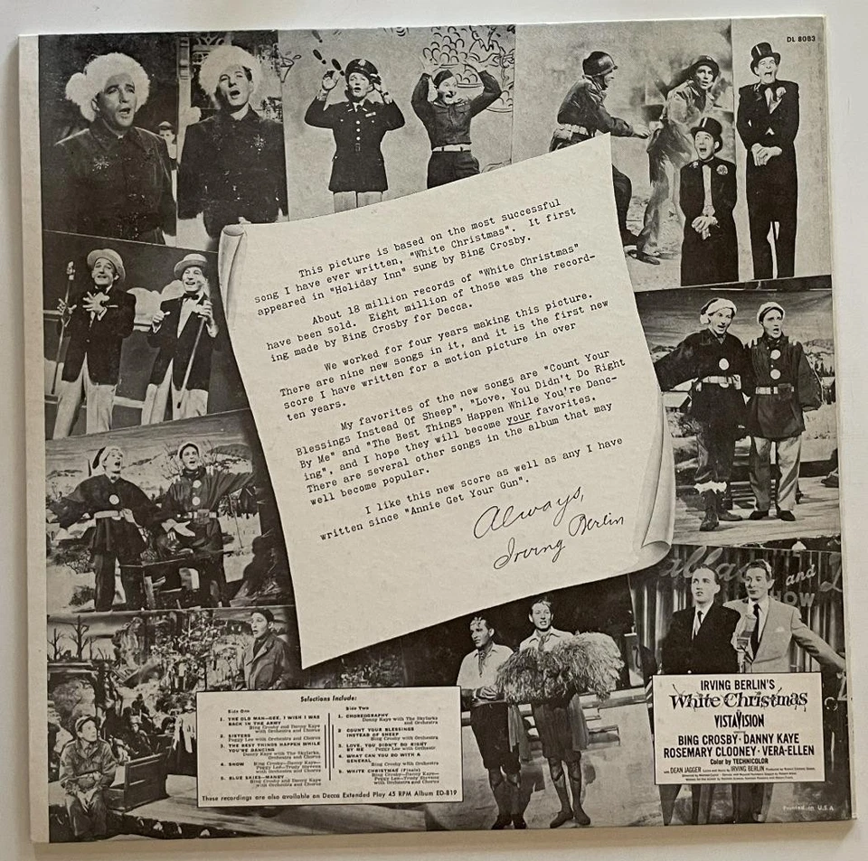 White Christmas OST LP M- Decca (1954) Bing Crosby Danny Kaye Peggy Lee ORIGINAL - Image 2 of 4