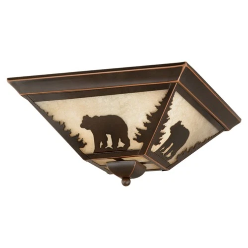 Bozeman 3-Light Flush Mount in Rustic and Square Style 5.75 Inches Tall and 14 - Picture 1 of 5