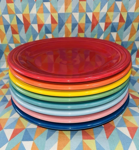 NEW FIESTA RAINBOW 8 DINNER PLATES BRIGHT MIX SET 10.5" FIESTAWARE FREE SHIPPING