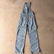 Vintage 50s/60s Rugged Light Blue Denim Overalls with Embroidered Details