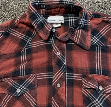 Wrangler Wrancher Western Mens Button Down Shirt XL Pearl Snap Distress Plaid