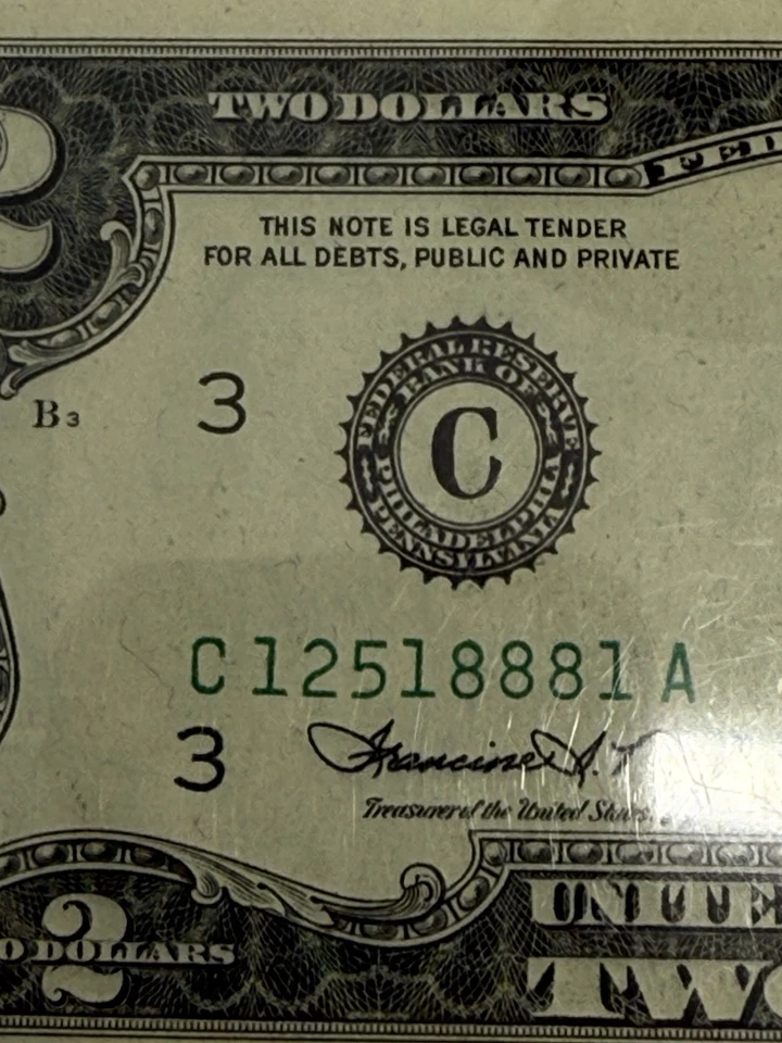 1976 $2 Two Dollar Bill - Stamped 4/13/1976 PCGS 66 PPQ FDOI 2 Consecutive SN V5 - Image 4 of 4