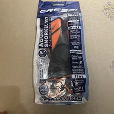Cressi Snorkel Mask Fins Set Blulove Snorkeling Freediving S/M BLACK ORANGE