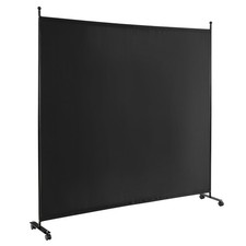 6FT Single Panel Room Divider w/ Wheels Rolling Fabric Partition Privacy Screen